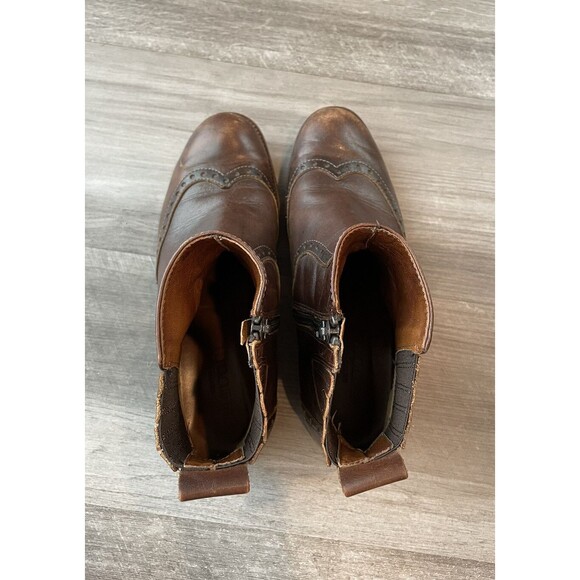 Sesto Meucci Brown Leather Olivia Ankle Boots Size 7 Zip Booties Italy - Picture 8 of 13